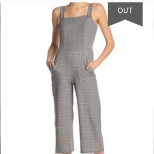 Gypsies & Moondust Jumpsuit Houndstooth Plaid Pockets Tan Academia  Boho